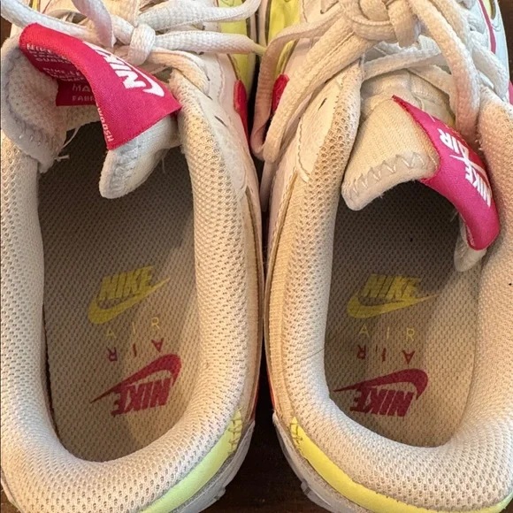 Nike Air Force 1 White with Pink and Yellow Accents Women’s 6 EUC - Picture 5 of 7